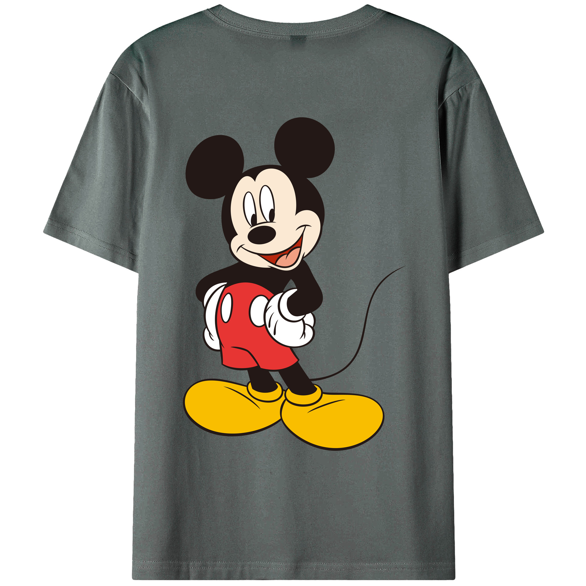 ミッキーマウス Mickey Mouse 綿100％ メンズ半袖Tシャツ（バックプリント） 通気性